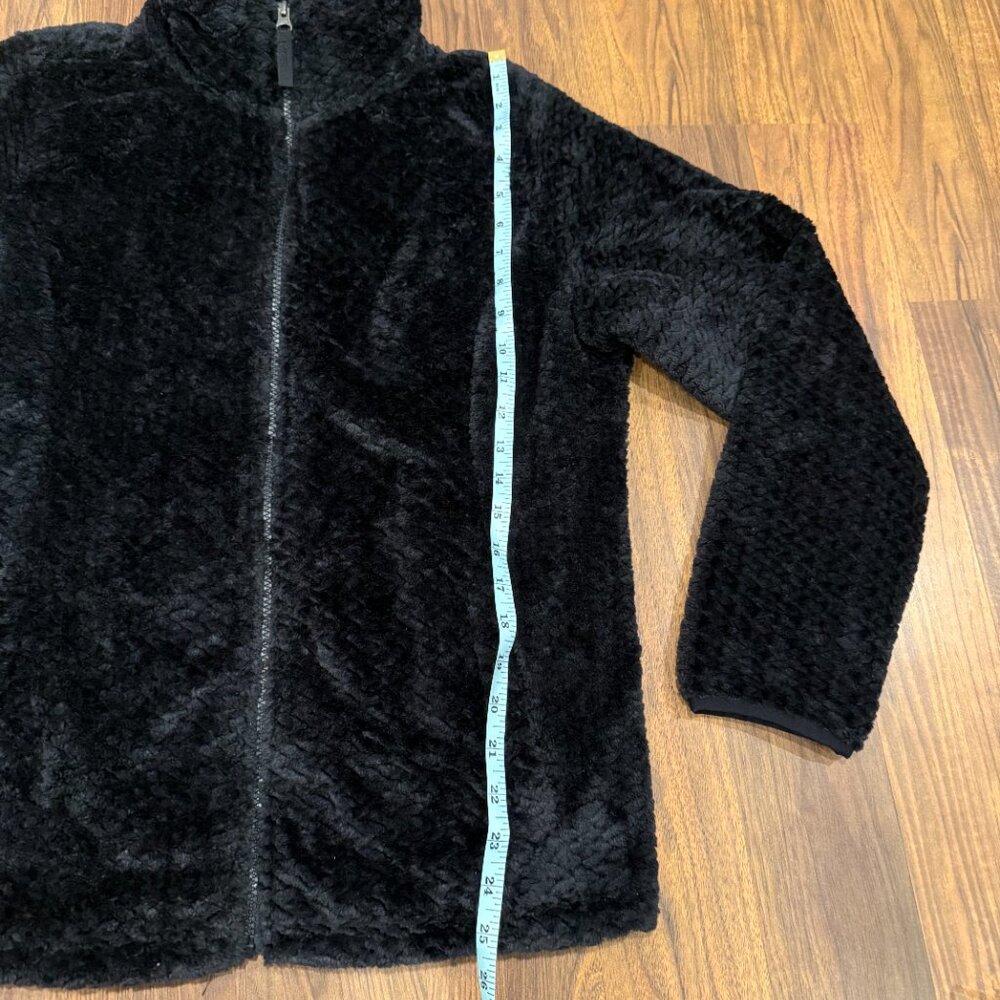 Free 2 B Women’s Black Fuzzy Velour Zip-Up Jacket | Size Large - Picture 5 of 11